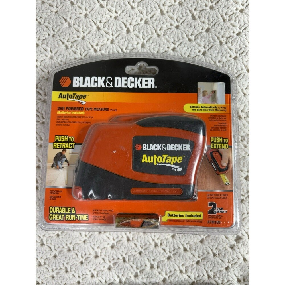 Black & Decker Autotape 25ft Powered Tape Measure Extends By Button NEW
